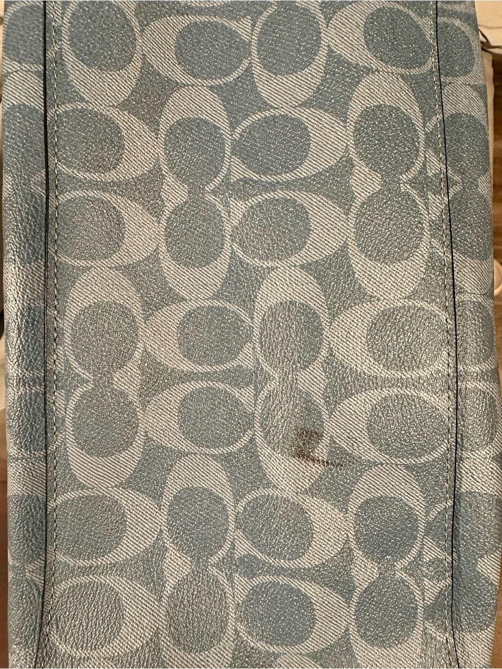 Coach Blue Signature Jacquard Tote with Black Straps - Picture 3 of 3